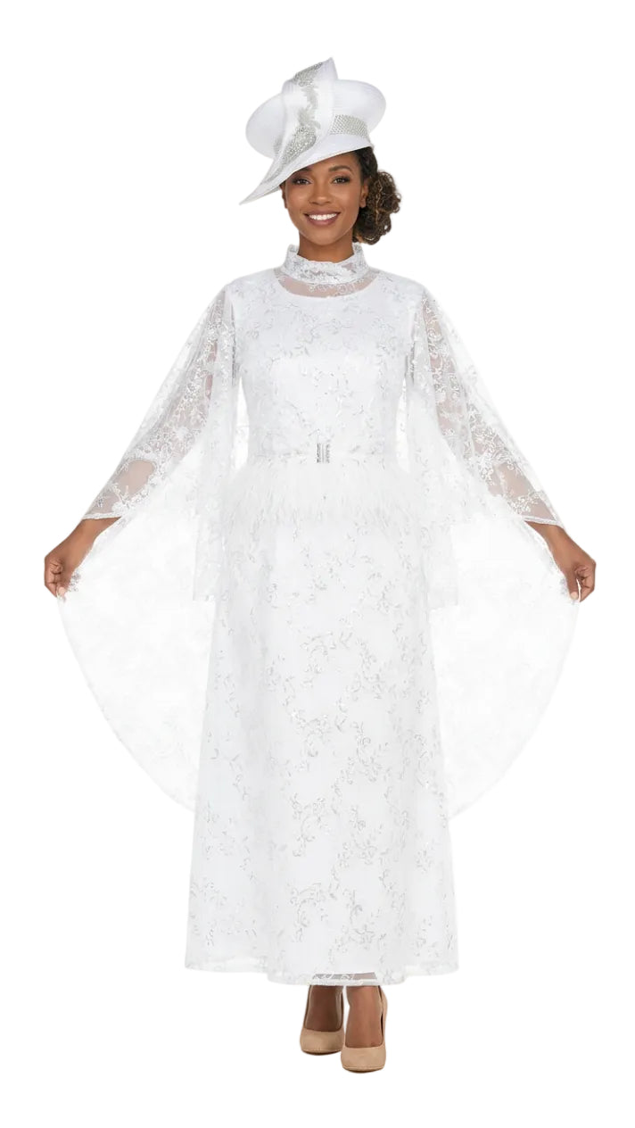 2pc Lux Sequined Lace Drs + Hi-low Cape