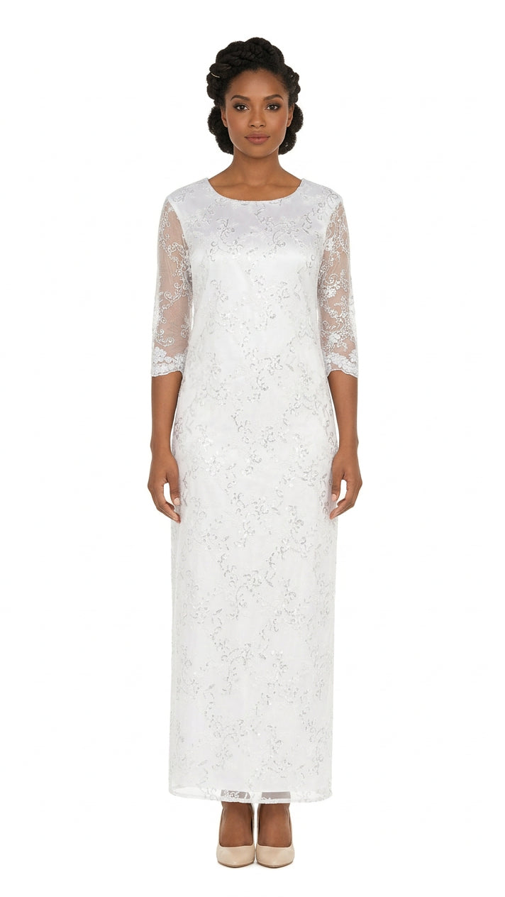 2pc Lux Sequined Lace Drs + Hi-low Cape