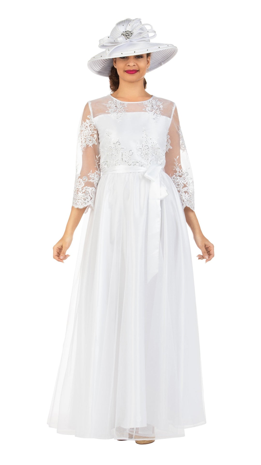 1pc Lux Lace Dress w/ Belt-Plus