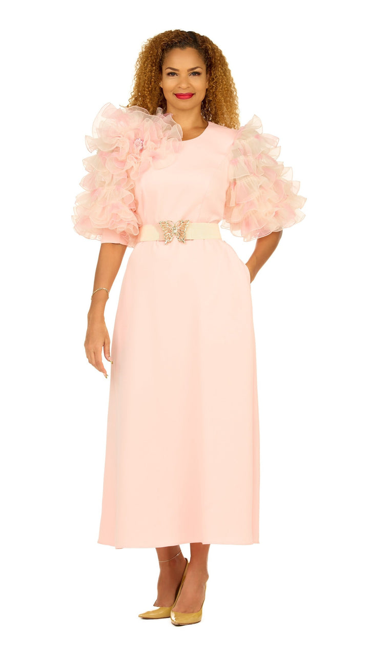 Ruffle Puff Sleeve Maxi Dress with Butterfly Belt