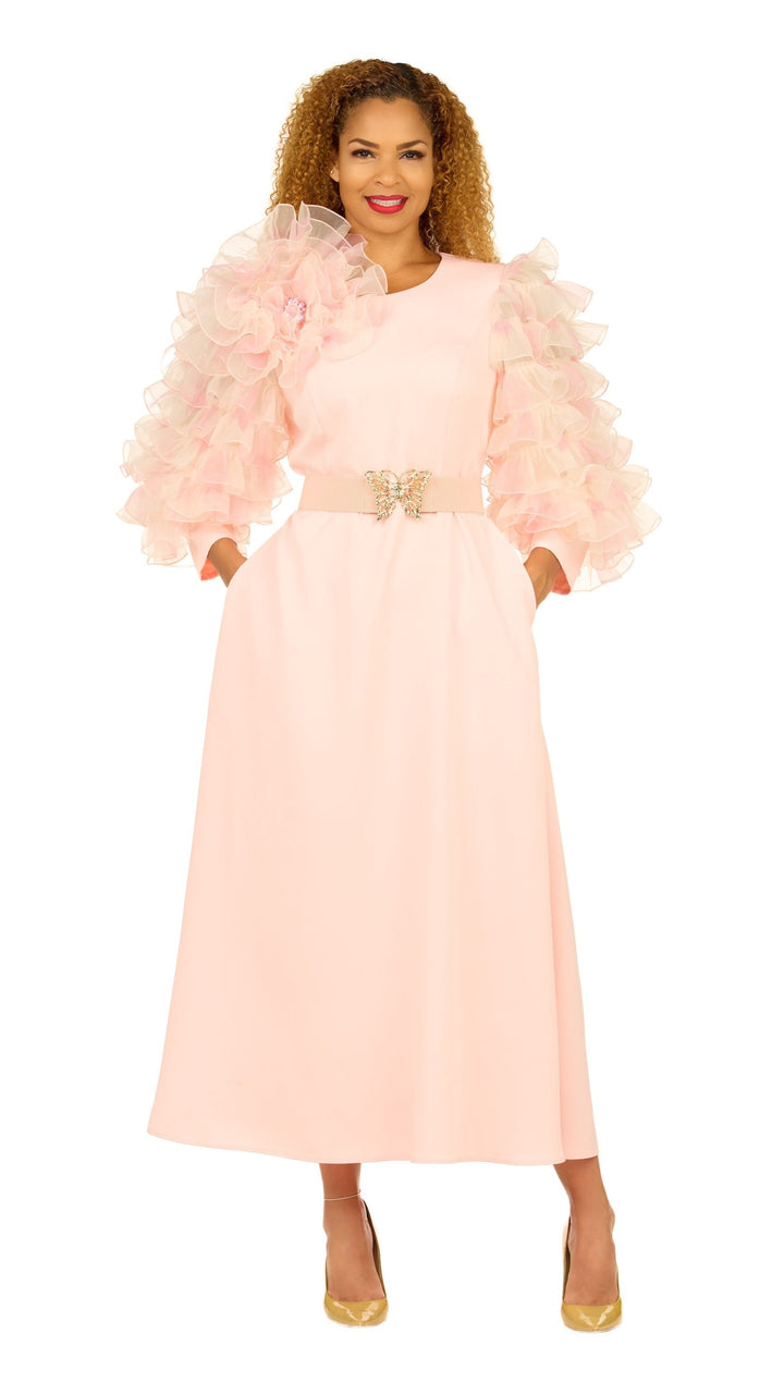 Ruffle Puff Sleeve Maxi Dress with Butterfly Belt