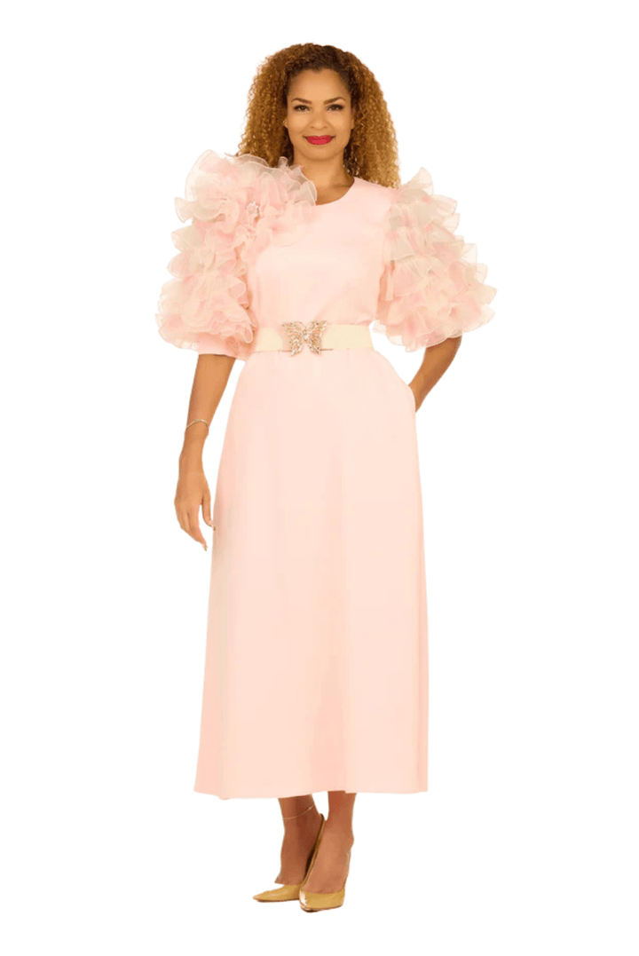 Ruffle Puff Sleeve Maxi Dress with Butterfly Belt - Especially Yours