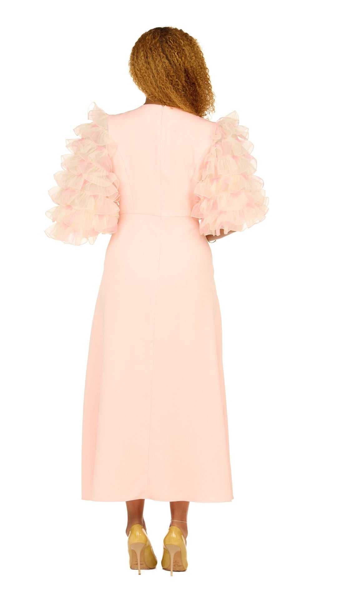 Ruffle Puff Sleeve Maxi Dress with Butterfly Belt