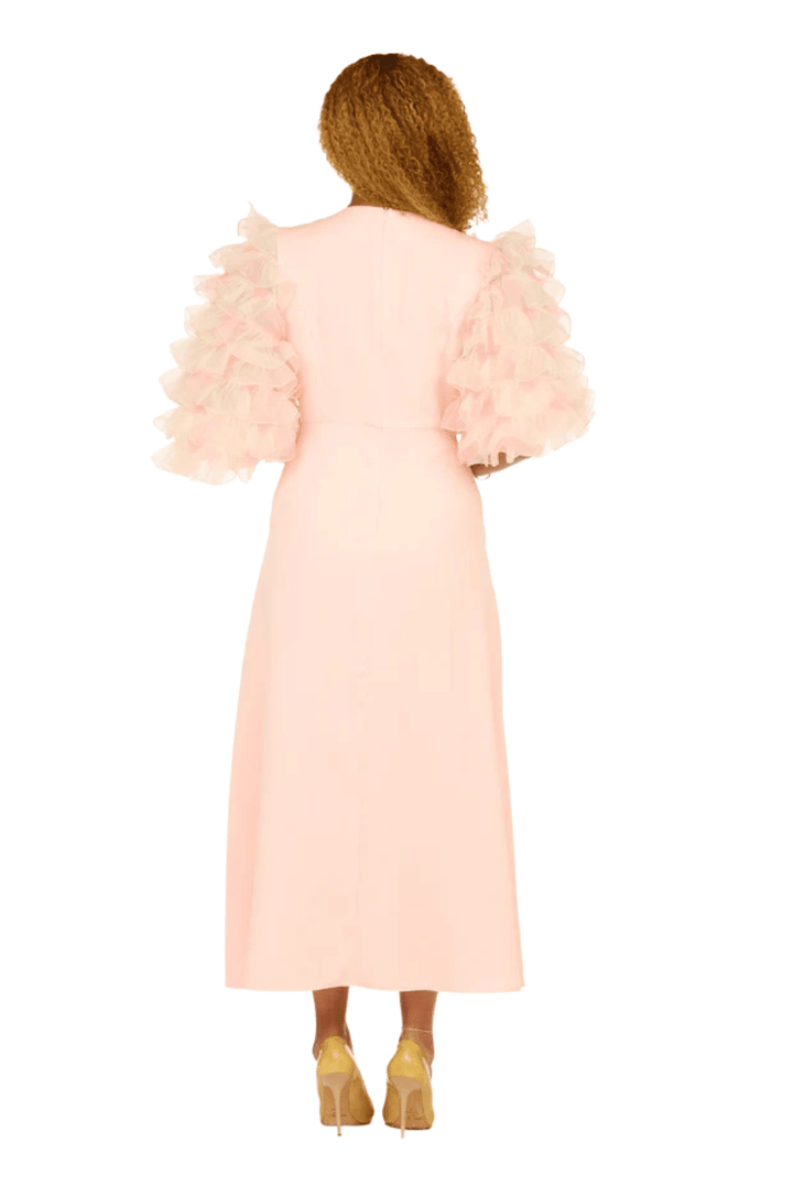 Ruffle Puff Sleeve Maxi Dress with Butterfly Belt - Especially Yours