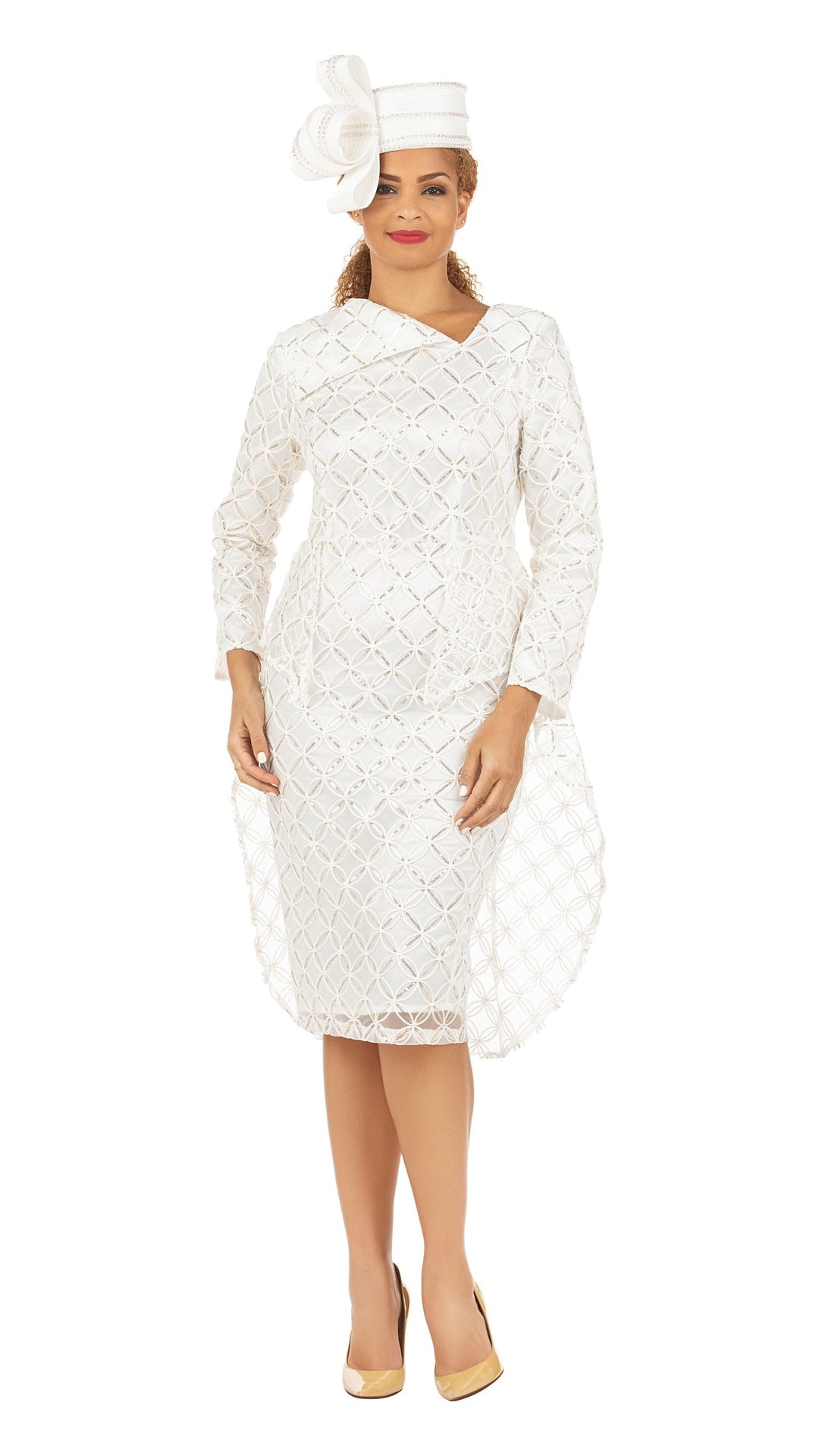 Metallic Lace Shift Dress w/ Overlay