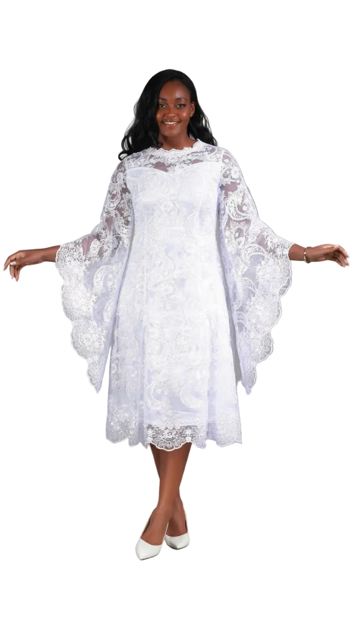 Lace A-line Dress w/ Ovsz Bell Slvs-Plus