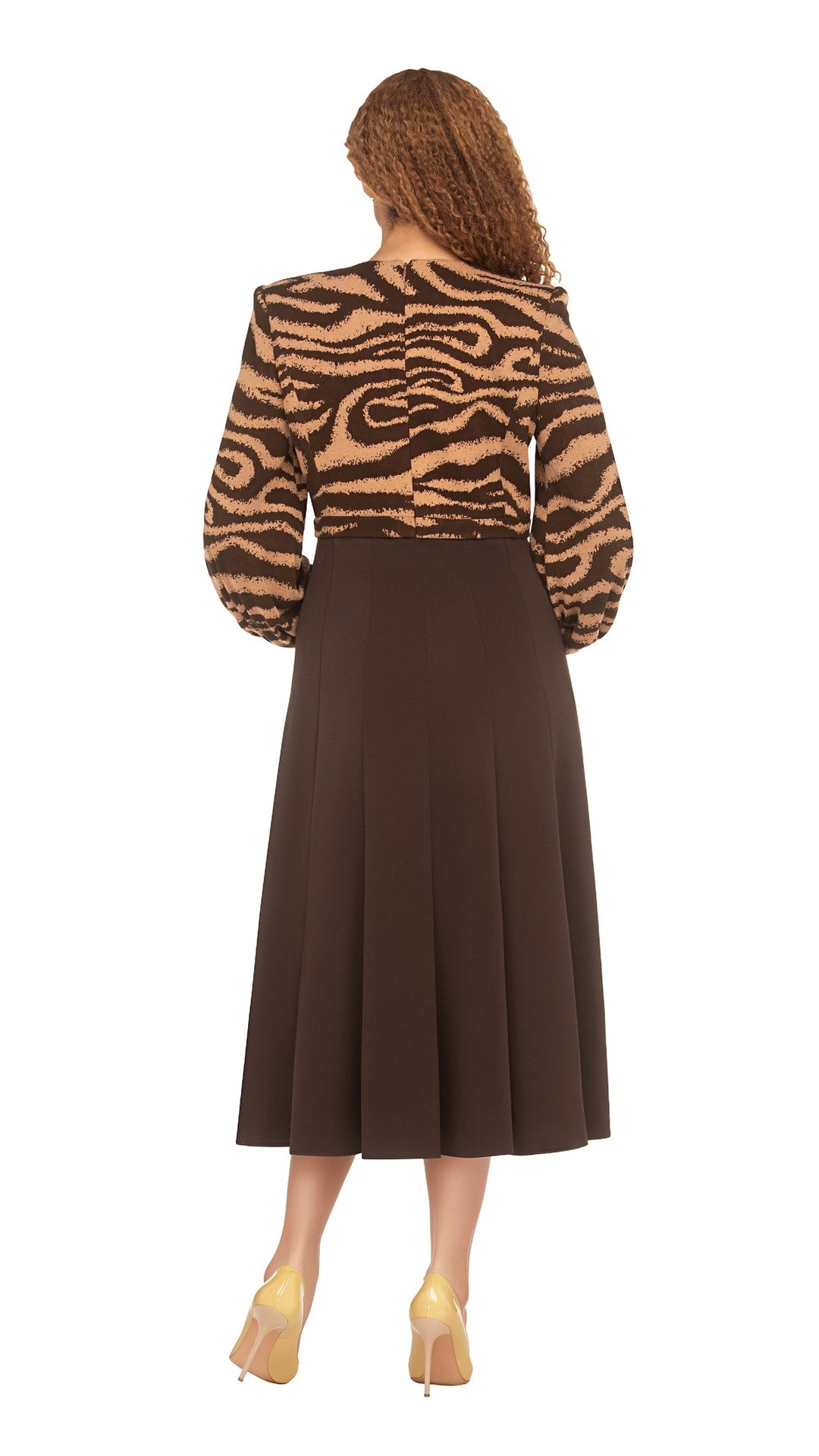 Faux 2pc A-line Knit & Crepe Dress