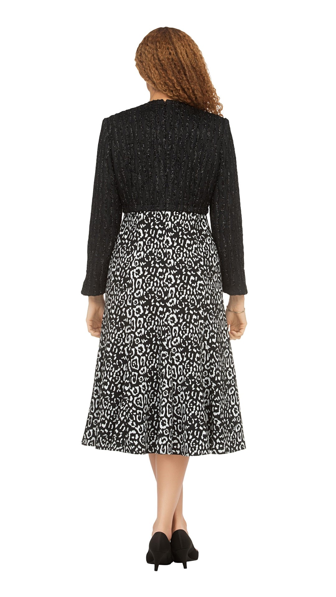 Chic Leopard Print A-Line Dress w/ Faux Bolero Jkt
