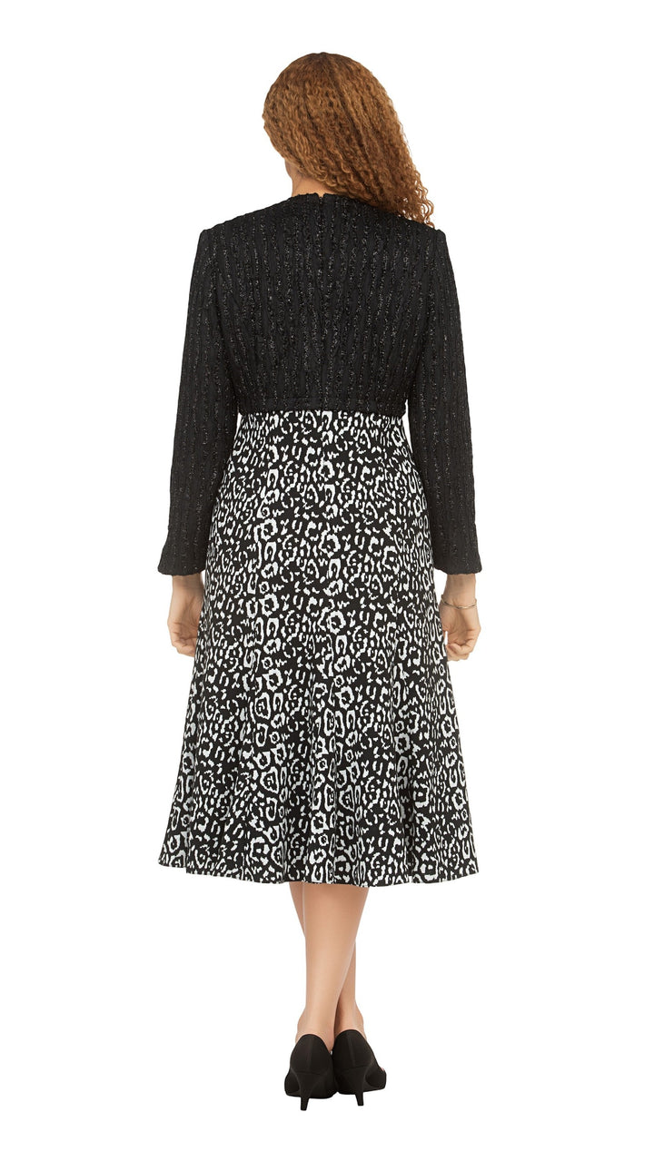 Chic Leopard Print A-Line Dress w/ Faux Bolero Jkt