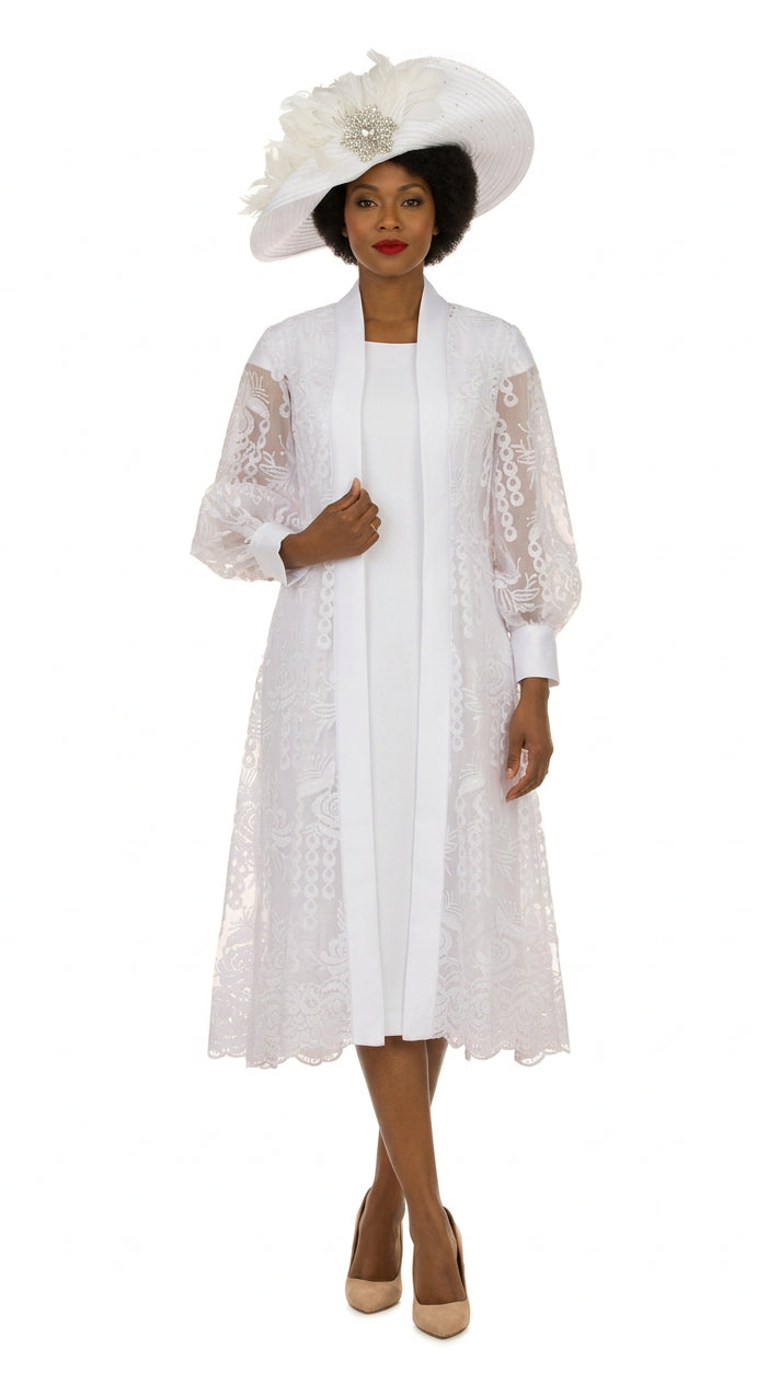 2pc Midi Dress w/ Sheer Lace Overlay Jacket-Plus