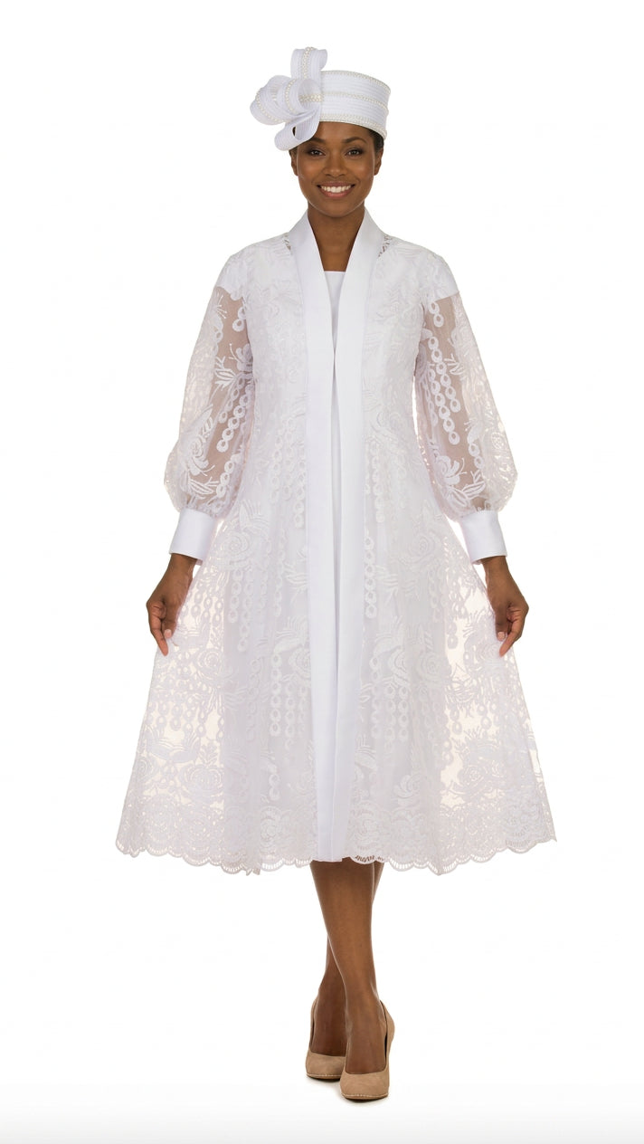 2pc Midi Dress w/ Sheer Lace Overlay Jacket-Plus