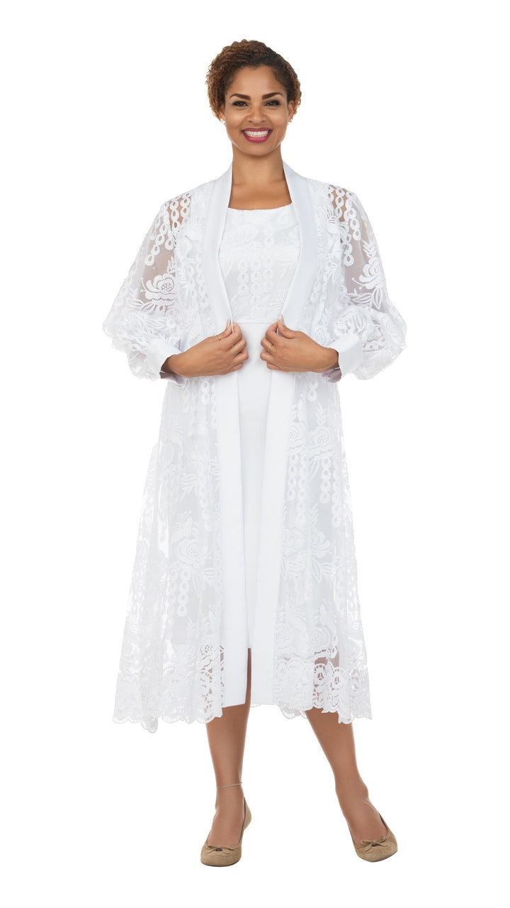 2pc Midi Dress w/ Sheer Lace Overlay Jacket