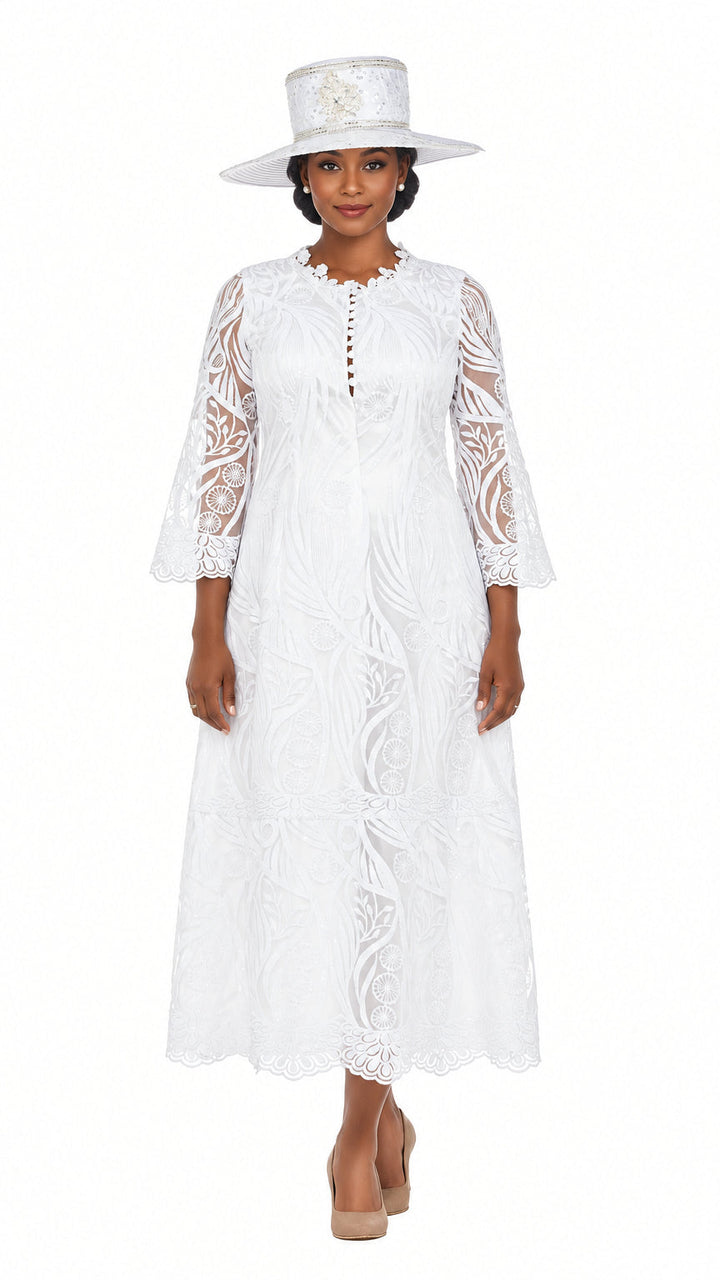 Vintage-Inspired Embroidered Lace Midi Dress-Plus