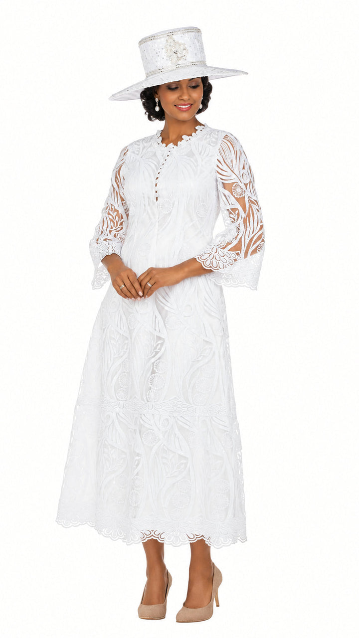 Vintage-Inspired Embroidered Lace Midi Dress-Plus