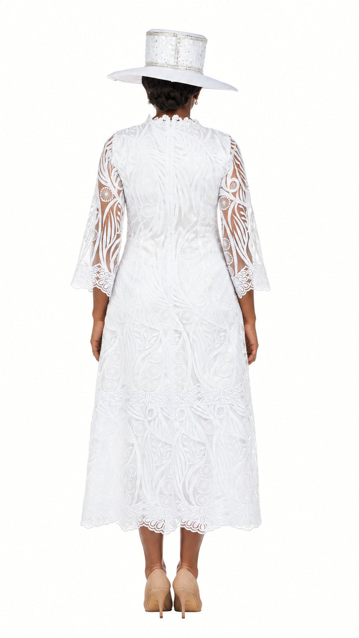 Vintage-Inspired Embroidered Lace Midi Dress-Plus