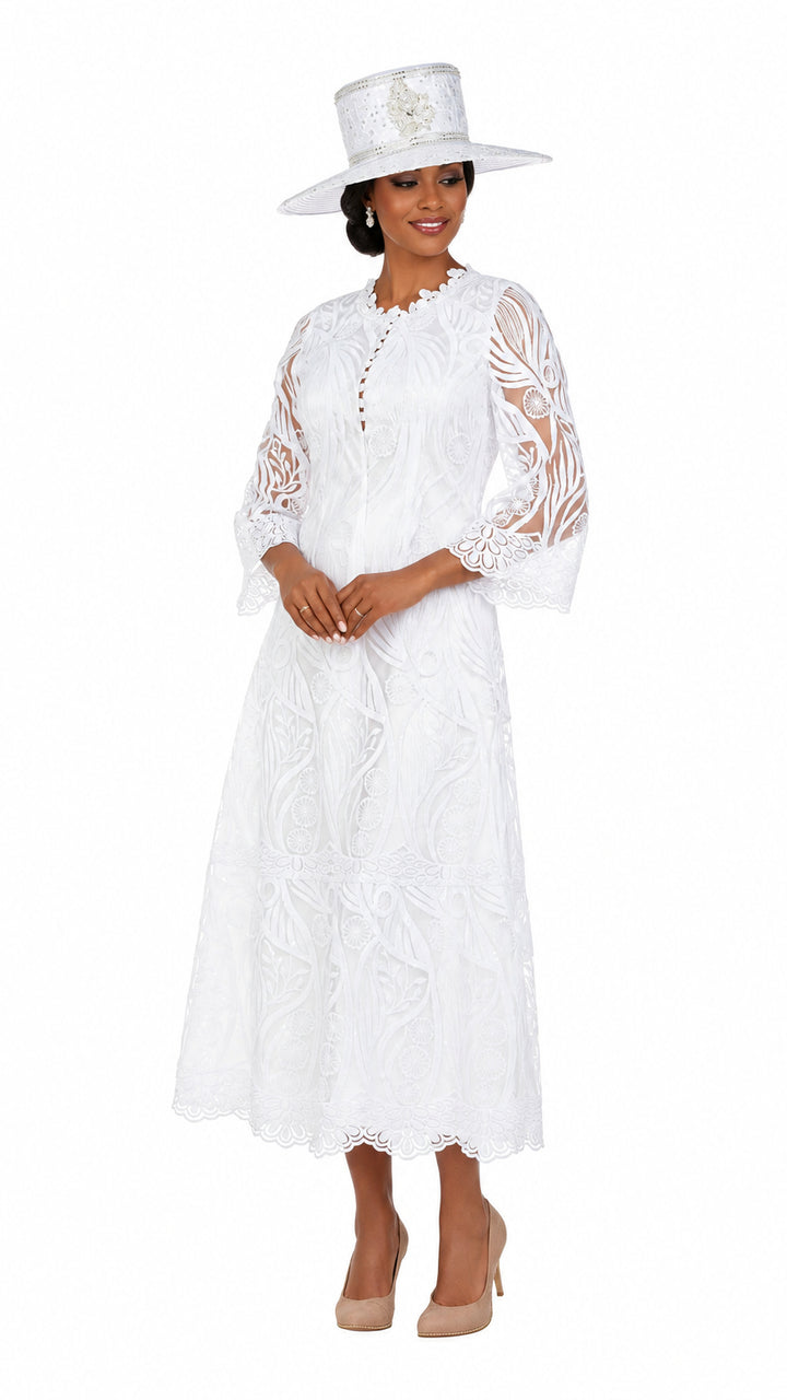 Vintage-Inspired Embroidered Lace Midi Dress