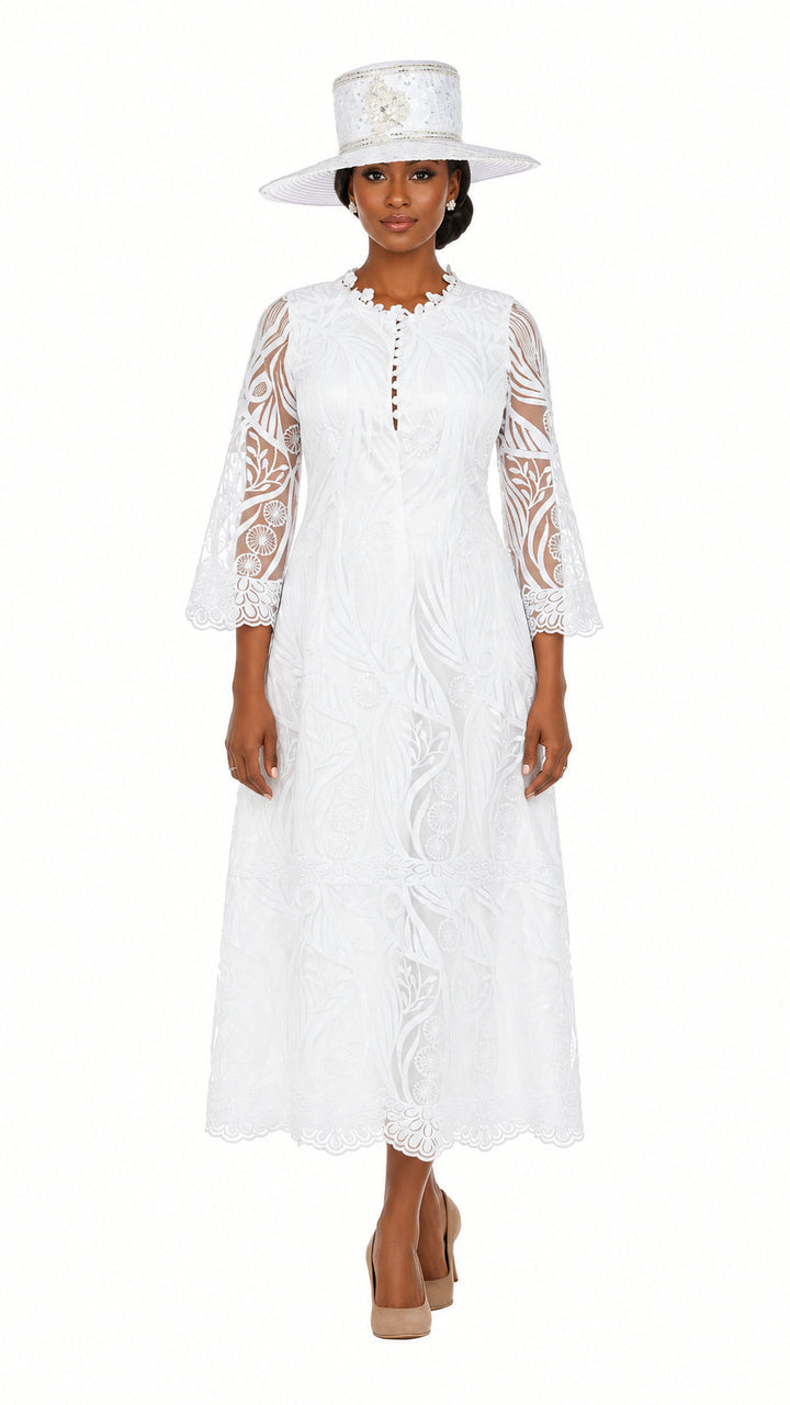 Vintage-Inspired Embroidered Lace Midi Dress