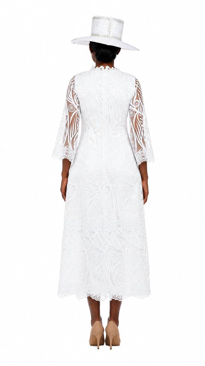 Vintage-Inspired Embroidered Lace Midi Dress