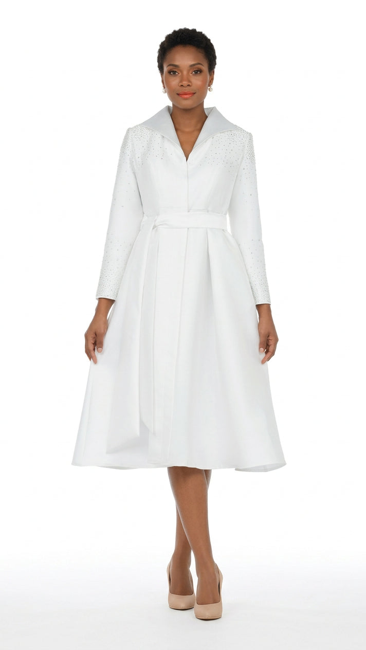 Embellished Silky Twill Belted Midi Dress-Plus