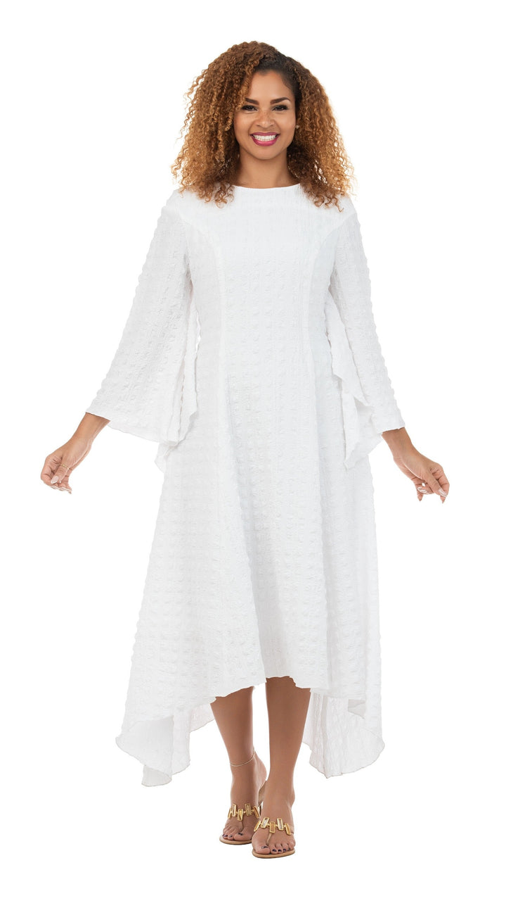 Popcorn-like Textured Cascade Handkerchief Dress