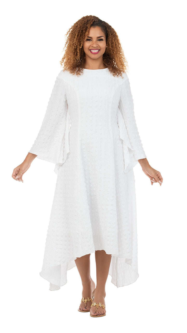 Popcorn-like Textured Cascade Handkerchief Dress