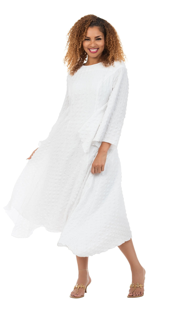 Popcorn-like Textured Cascade Handkerchief Dress