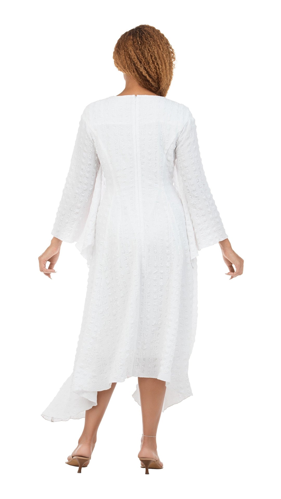 Popcorn-like Textured Cascade Handkerchief Dress