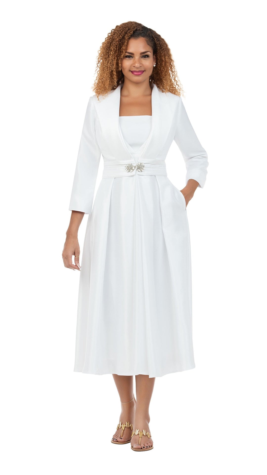 Luxe Shantung 2pc Midi Dress & Bolero Jacket Set
