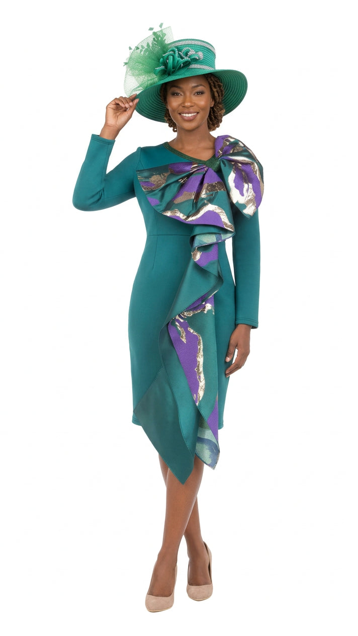 Scuba Sheath Dress with Statement Bow & Sash
