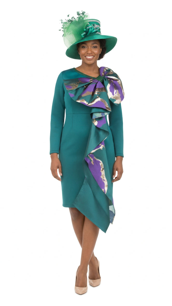 Scuba Sheath Dress with Statement Bow & Sash