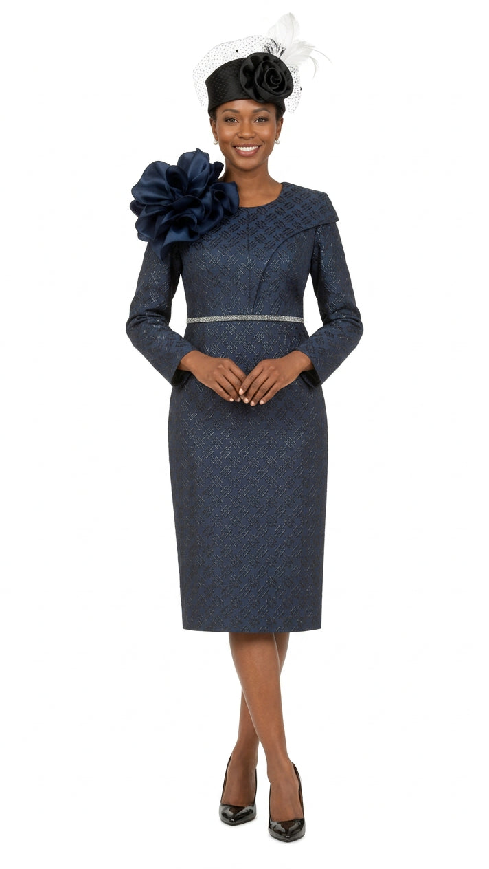 Midnight Bloom Jacquard Dress
