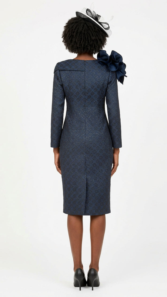 Midnight Bloom Jacquard Dress