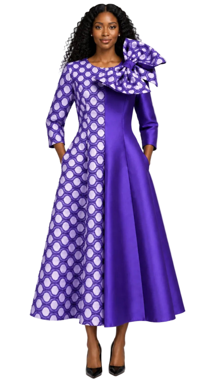 Statement Shoulder Bow A-Line Midi Dress-Plus