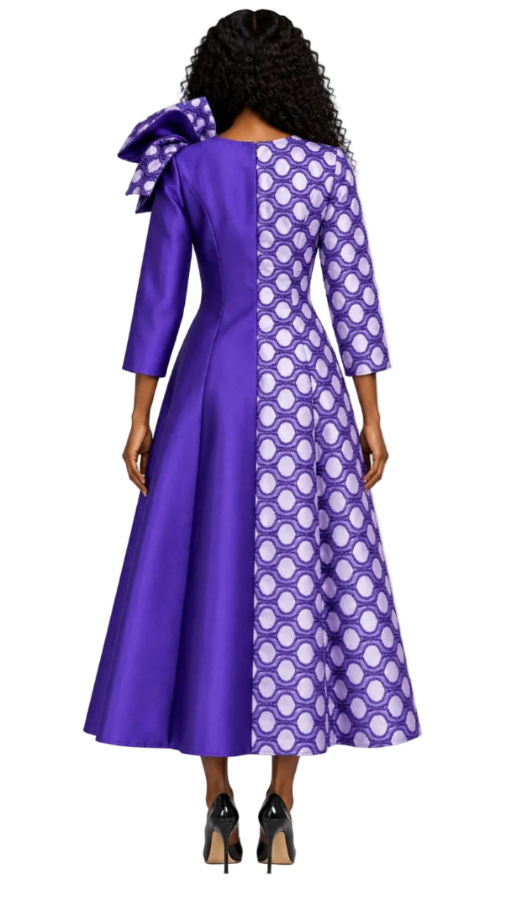 Statement Shoulder Bow A-Line Midi Dress-Plus