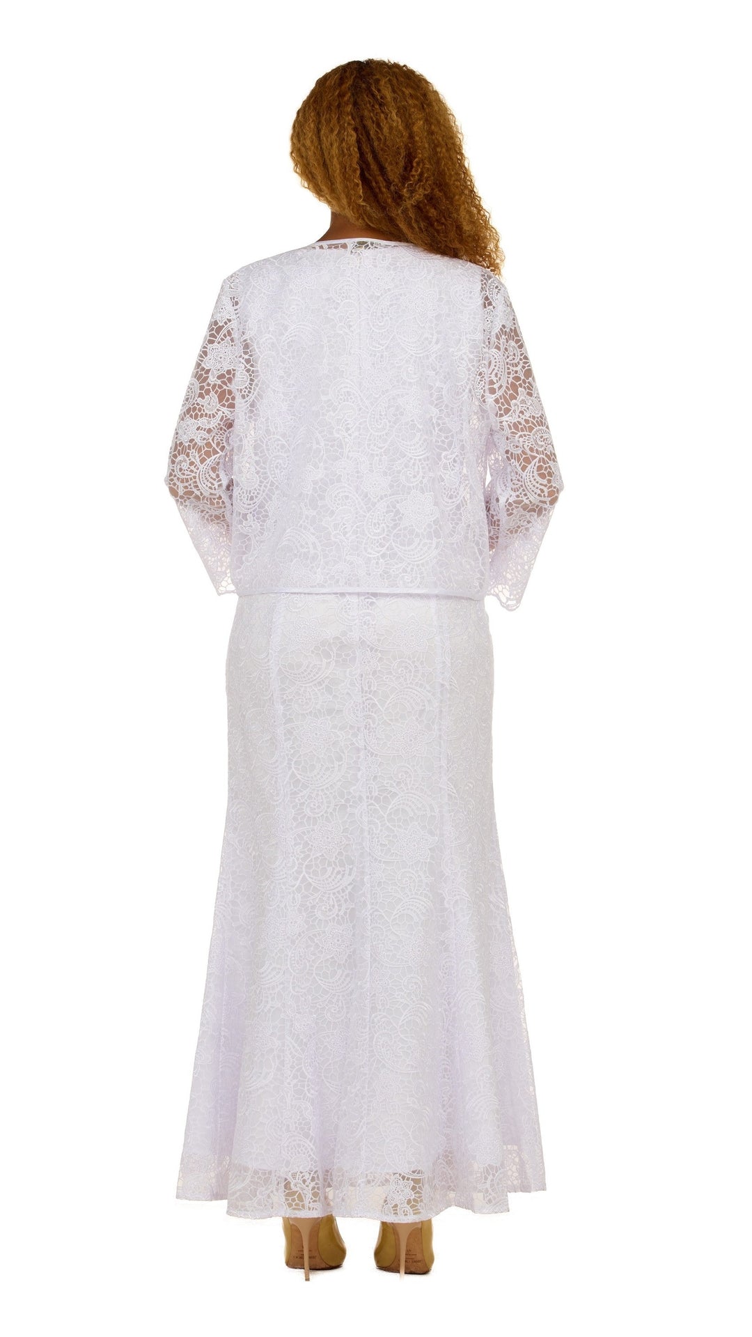 2pc Lace Maxi Dress w/ Sheer Bolero Jacket-Plus