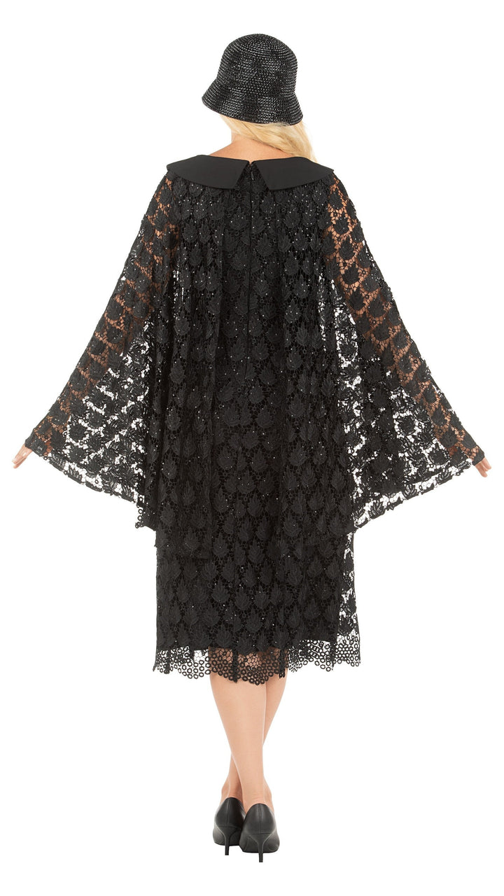 Lux Seq Lace Shift Drs w/ Cape Slv&Rounded Clr
