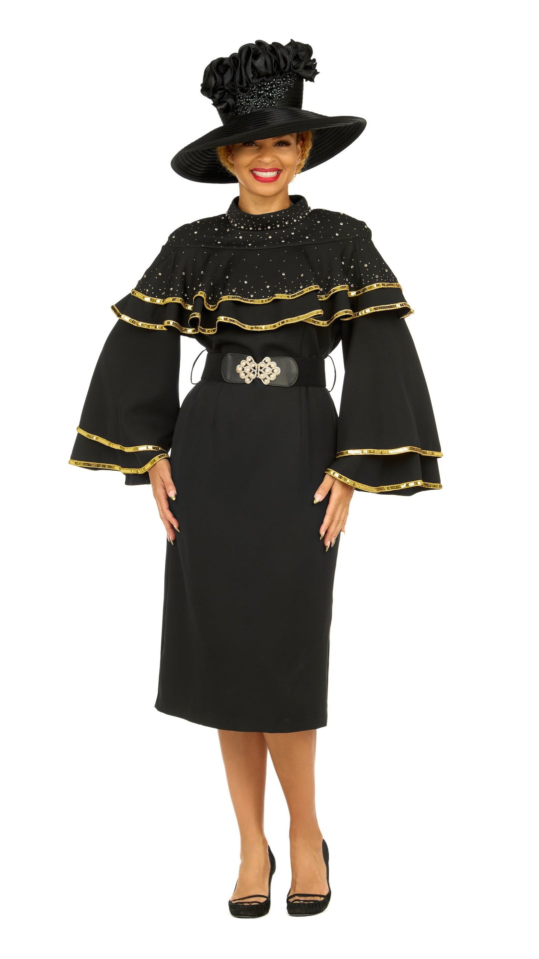 Mock Neck Shift Drs w/ Seq&Beads Decor-Plus