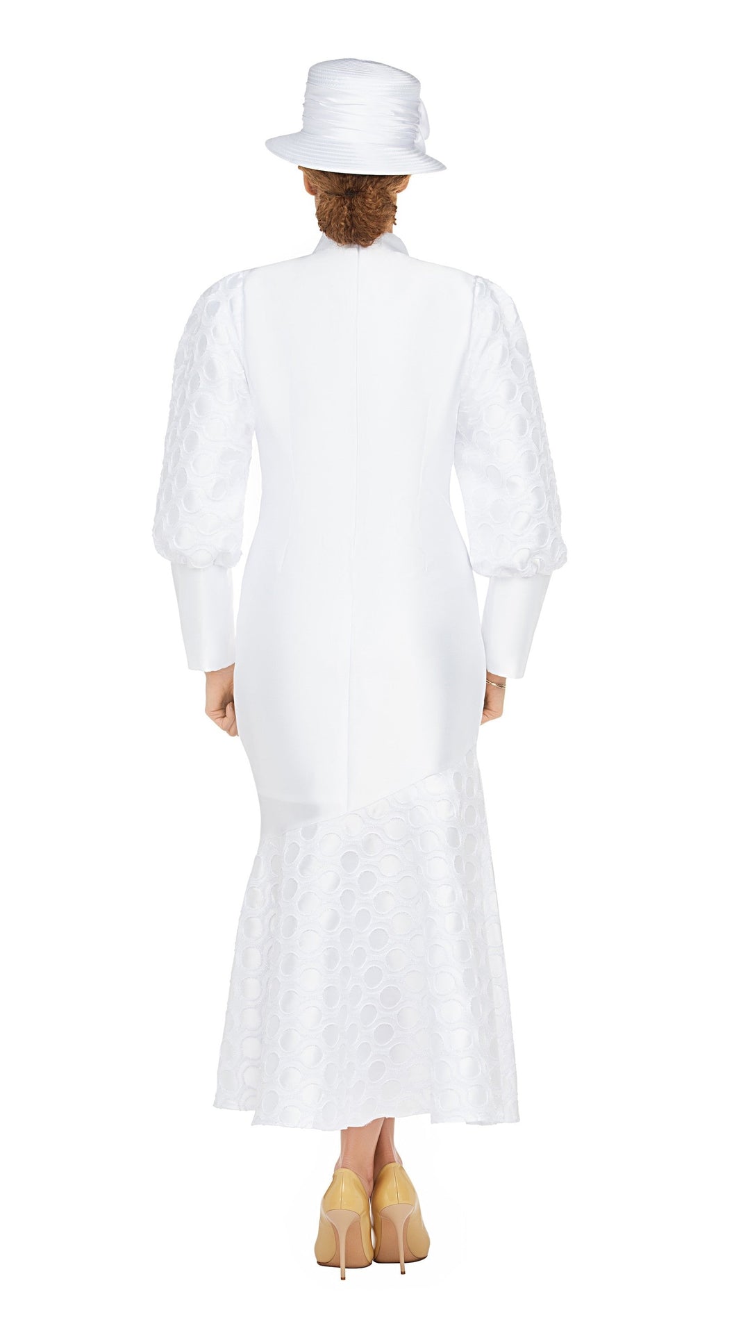 Silky Twill Bubble Sleeve Asymmetric Dress