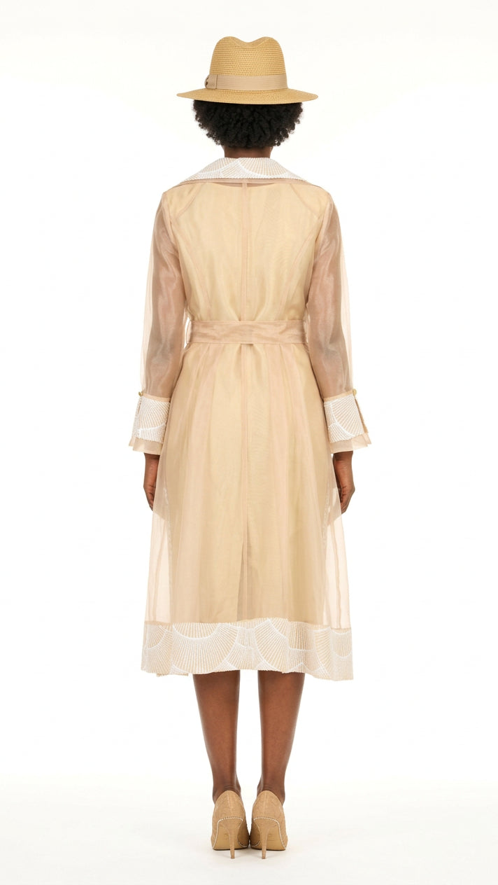2pc Sequined Sheath Dress w/ Sheer Organza Jkt