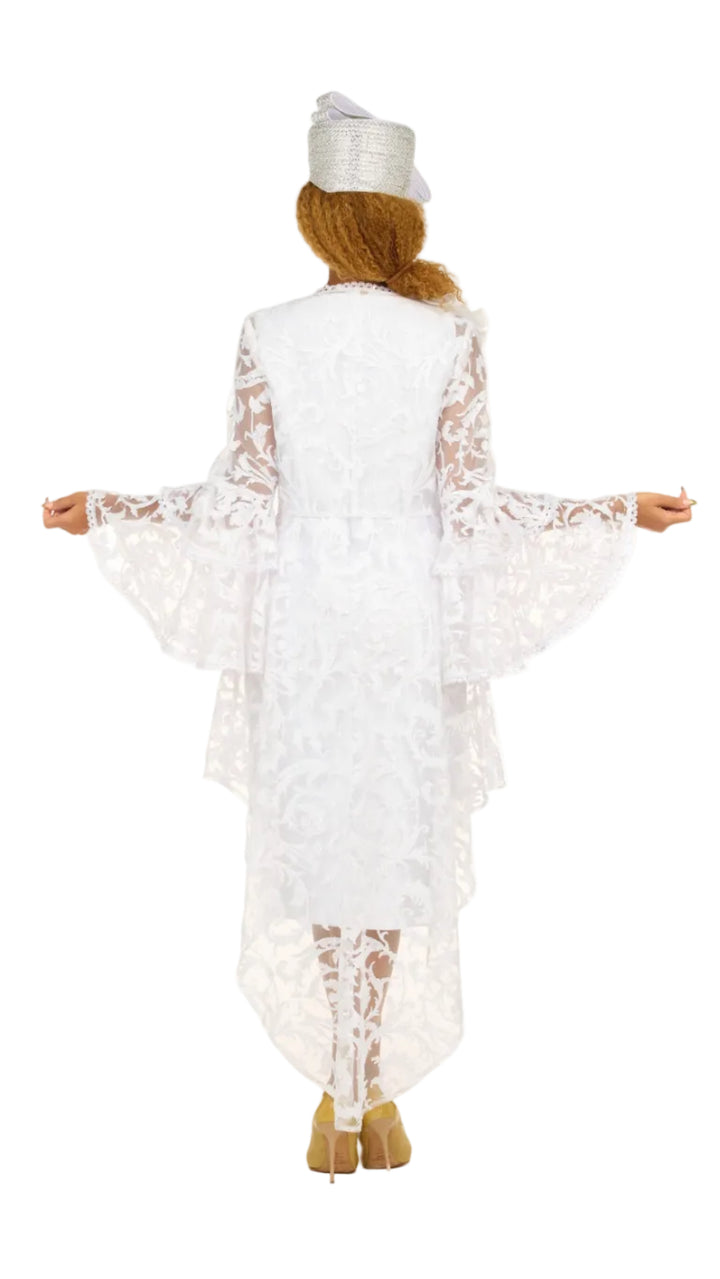 Lace Hi-Lo 2pc Jkt Dress w/ Flounce Sleeves-Plus