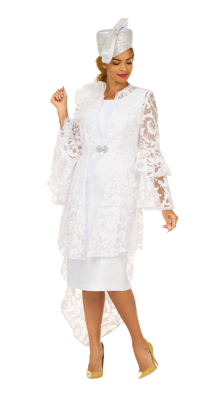 Lace Hi-Lo 2pc Jkt Dress w/ Flounce Sleeves