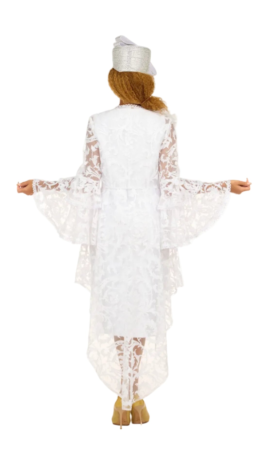 Lace Hi-Lo 2pc Jkt Dress w/ Flounce Sleeves