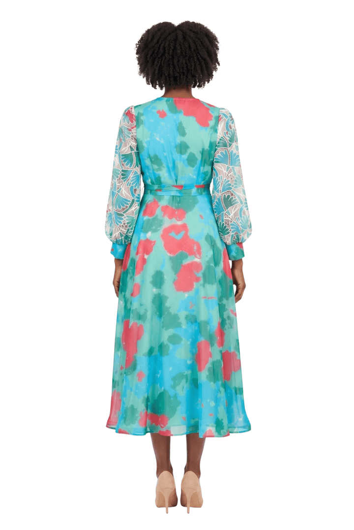 Embroidered Floral Chiffon Maxi Dress w/ Belt - Especially Yours