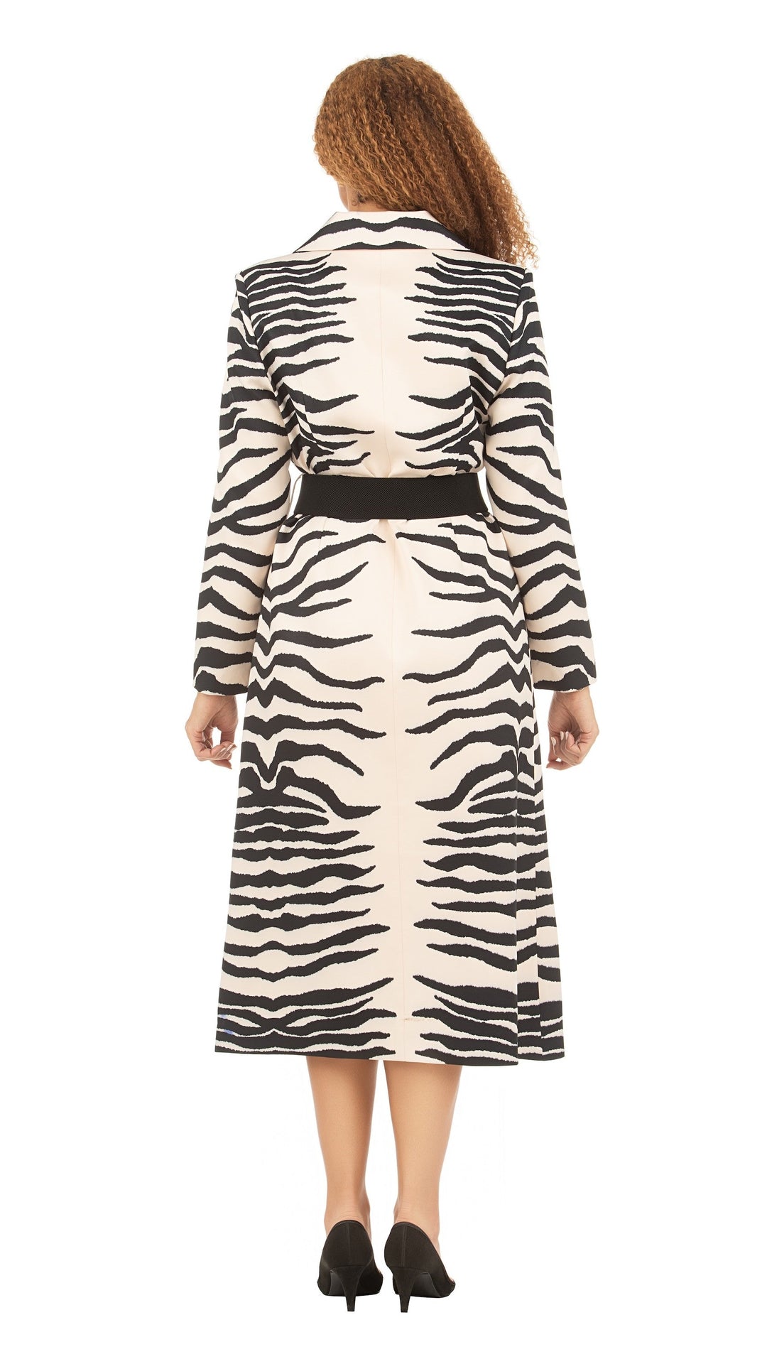 Abstract Print Coat Dress w/ Belt