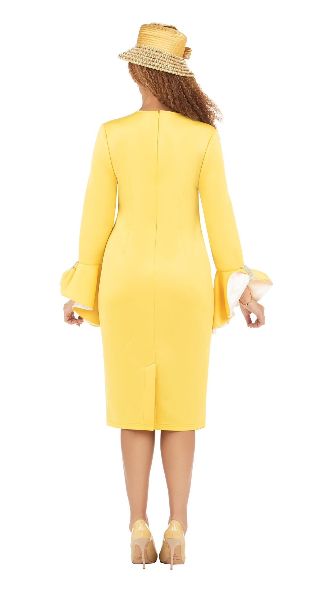 Bell Slv V-neck Scuba Shift Dress w/ Stones