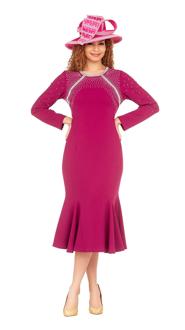 Stretch Crepe Sheath Dress w/ Stoned Strips