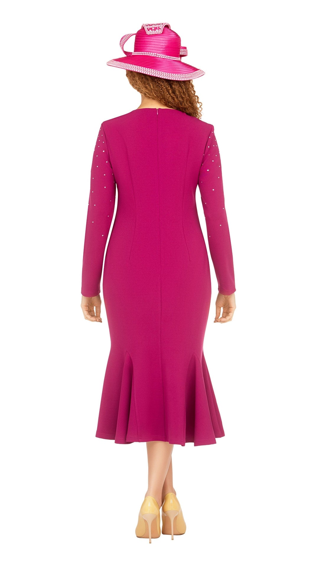 Stretch Crepe Sheath Dress w/ Stoned Strips