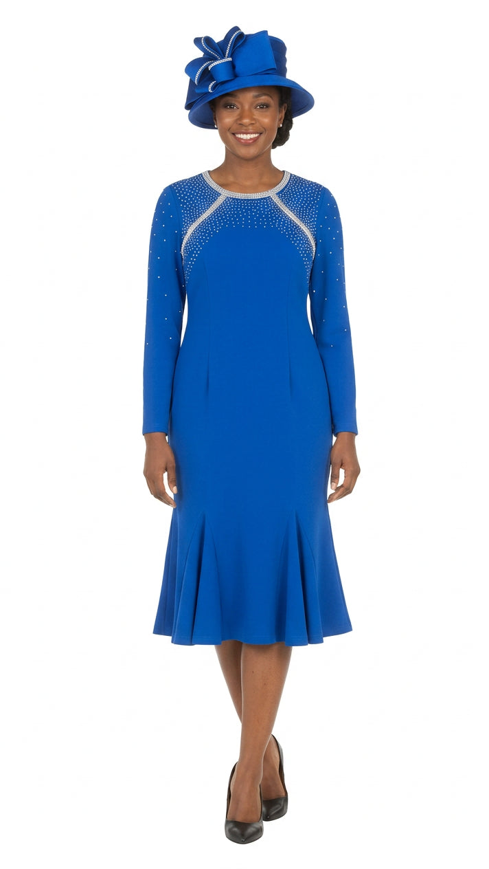 Stretch Crepe Sheath Dress w/ Stoned Strips