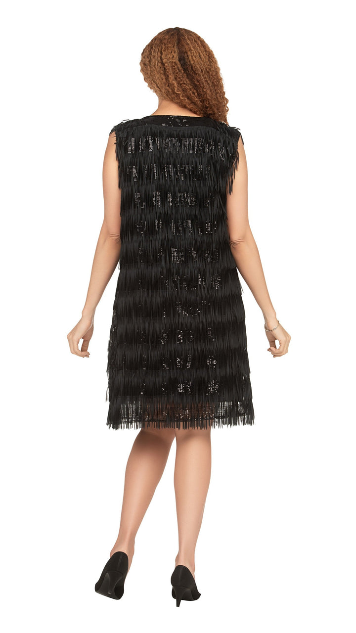 V-neck Sleeveless A-line Drs w/ Seqs&Tassels