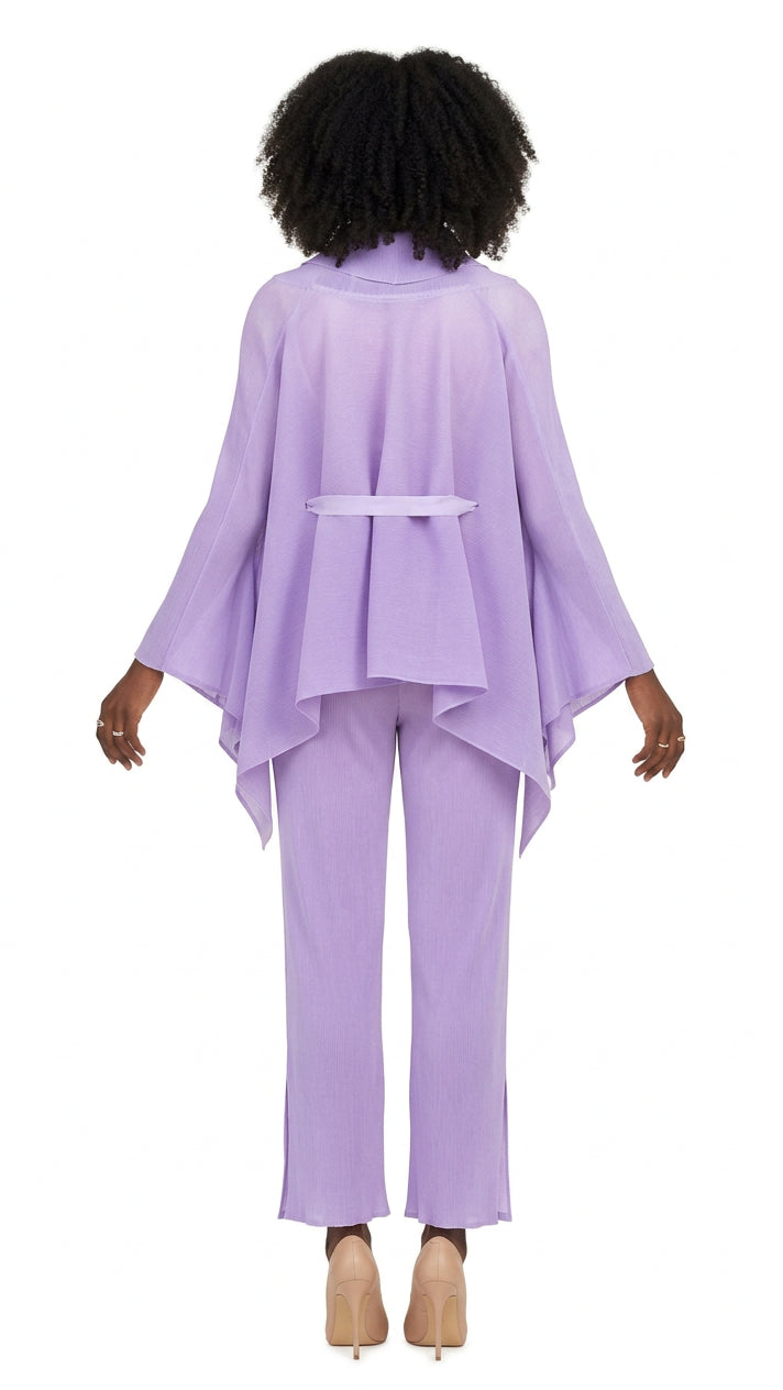 2pc Pleated Pants Set w/ Robe Short Jkt